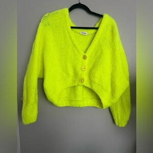American Vintage Neon Yellow Button Down Cardigan oversized XS/S